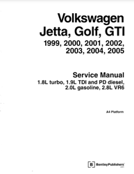 Volkswagen Jetta, Golf, GTI MK4 Service Manual 1999-2005 PDF