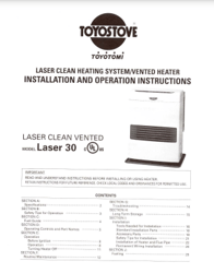 Toyostove Toyotomi Laser 30 Installation And Operation Instructions Manual PDF