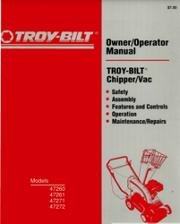 1992 Workshop Manual Garden Way Troy Bilt Chipper Vac 47260 47261 47271 47272 Troy Bilt PDF