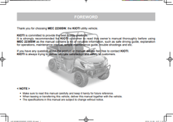 2230 UTV Operator's Maintenance Manual Kioti MEC 2230SW PDF