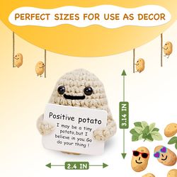 Mini Funny Positive Potato: Adorable 3-Inch Knitted Toy with Uplifting Message Card - Perfect Cheerful Gift for Friends