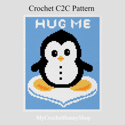 Crochet C2C Penguin Hug me graphgan blanket pattern PDF Download