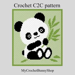 Crochet C2C Cute Panda Graphgan blanket pattern PDF
