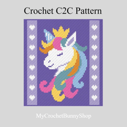 Crochet C2C Unicorn graphgan blanket pattern PDF Download