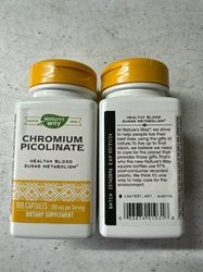 PACK OF TWO ORIGINAL Picolinate Nature's Way Chromium 100 Capsules Healthy New