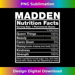 Madden Nutrition Facts Madden Name Birthday - Contemporary PNG Sublimation Design - Challenge Creative Boundaries