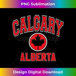 Calgary Alberta Canada Maple Leaf Varsity Style Red Print - Bohemian Sublimation Digital Download - Pioneer New Aesthetic Frontiers