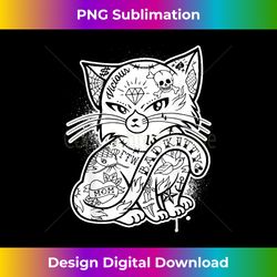 Goth Punk Rock & Roll Tattoo Kitty Cat Graphic - Futuristic PNG Sublimation File - Access the Spectrum of Sublimation Artistry