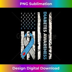 Type 1 Diabetes Awareness American Us Flag Blue Ribbon - Chic Sublimation Digital Download - Customize with Flair