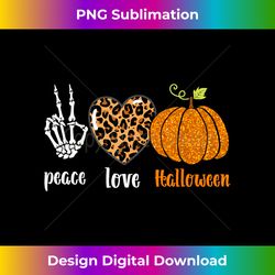 peace love Skeleton fall Pumpkin leopard Halloween women - Artisanal Sublimation PNG File - Customize with Flair