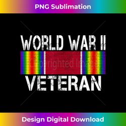 World War II Veteran US Military Service Vet Victory Ribbon - Timeless PNG Sublimation Download - Elevate Your Style with Intricate Details