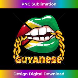 Guyana National Flag Lips with Chain - Edgy Sublimation Digital File - Spark Your Artistic Genius