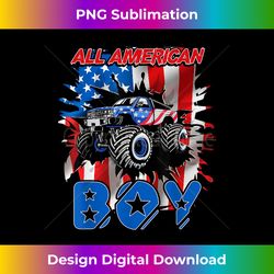 All American Boy Monster Truck Patriotic USA Flag July 4th - Innovative PNG Sublimation Design - Chic, Bold, and Uncompromising