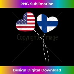 Loving Finland USA Flag Heart Finnish Americans Love - Sleek Sublimation PNG Download - Chic, Bold, and Uncompromising