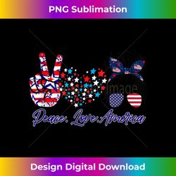 Funny Peace Love America Girl 4th July Patriotic Messy Bun - Futuristic PNG Sublimation File - Immerse in Creativity with Every Design