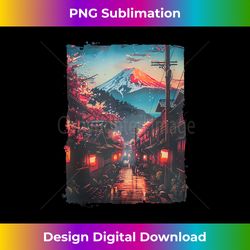 Mt. Fuji Townscape Vintage Anime-Inspired Japanese Fashion Tank Top - Bespoke Sublimation Digital File - Craft with Bold