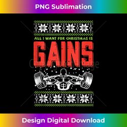 Gains Bodybuilder Christmas Sweater Gym Weightlifter Gift Tank Top - Sleek Sublimation PNG Download - Access the Spectru