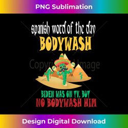 Funny Spanish Pun Word Biden Was On TV But No BODYWASH Him Tank Top - Eco-Friendly Sublimation PNG Download - Customize