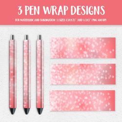 Blush Pink Hearts Background Pen Wrap Sublimation PNG. Valentines Pen Wrap