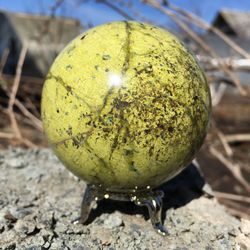 Lizardite Sphere 62 mm Yellow Stone Ball Serpentine Mineral Sphere by UralMountansFinds