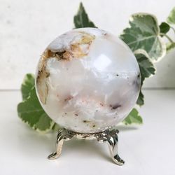 Chrysoprase Sphere 51 mm White Stone Ball Chalcedony Mineral Sphere by UralMountansFinds