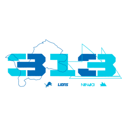 Ninja X Detroit Lions 313 Logo SVG