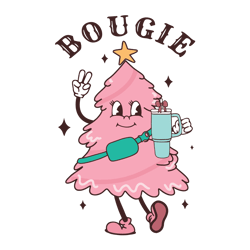 Cute Bougie Pink Christmas Tree SVG