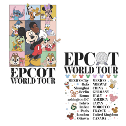 Vintage Mickey And Friend Epcot World Tour PNG