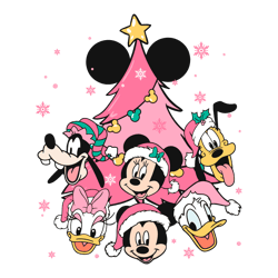 Mickey Friends Pink Christmas Tree SVG