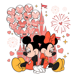 Pink Castle Mickey Minnie Valentine PNG