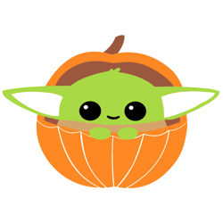 Baby Yoda In Pumpkin Happy Halloween Party SVG