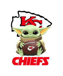 Baby Yoda With Kansas City Chiefs Football PNG