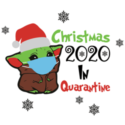 Christmas 2020 In Quarantine - Baby Yoda Wearing Face Mask SVG