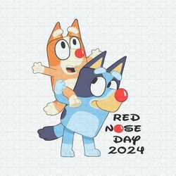 Red Nose Day 2024 Funny Cartoon Bluey Bingo PNG