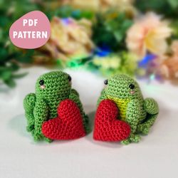 Frog and toad in love crochet pattern pdf DIY valentines gifts I love you gift Crochet tutorial Amigurumi animals