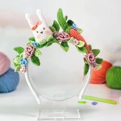 Crochet flower headband Bunny headband Crochet gift accessories