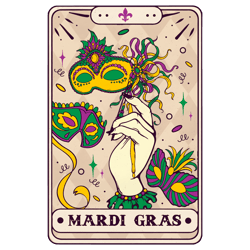 Retro Mardi Gras Tarot Card PNG