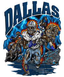 Vintage Dallas Football Skeleton PNG