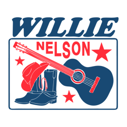 Willie Nelson Guitar Cowboy Boots SVG