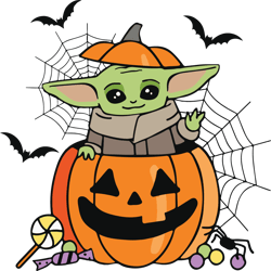 Halloween Baby Yoda In Pumpkin SVG - Cute Spooky Character Design For Cricut And Silhouette