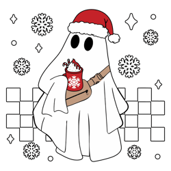 Funny Cute Ghost Christmas Santa Hats SVG
