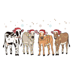 Vintage Christmas Cow Lights Santa Hat SVG Graphic File
