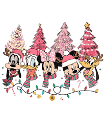 Retro Vintage Mouse Cartoon And Friend Pink Christmas PNG File