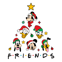 Santa Mouse Cartoon And Friends Squad SVG
