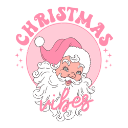 Retro Pink Christmas Vibes Santa Claus SVG
