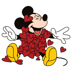 Cute Mickey Mouse Hearts Valentine SVG