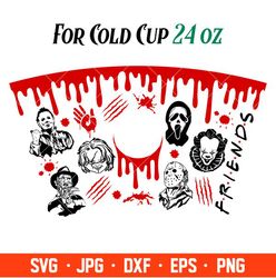 Horror Buddies Full Wrap Svg, Starbucks Svg, Coffee Ring Svg, Cold Cup Svg
