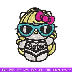 hello kitty barbie embroidery design, hello kitty barbie embroidery, logo design, embroidery file