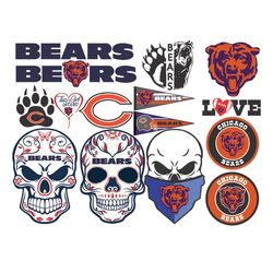 Chicago Bears Bundle SVG Chicago Bears Nfl Football Team Logo SVG Skull Chicago Bears Lovers SVG