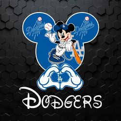 Disney Mickey Loves Los Angeles Dodgers Heart SVG